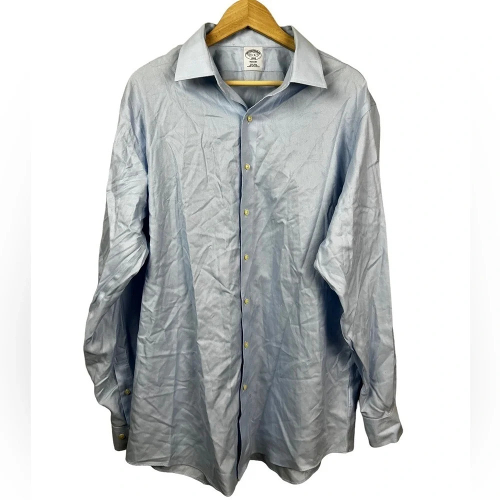 Brooks Brothers • 1818 Regent Textured Blue Cotton Button Down Long Sleeve Shirt